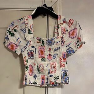 Marshalls Colorful Embroidered Puff Sleeve Blouse